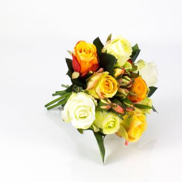 Bouquet de roses en soie MOLLY, jaune-orange, 30cm, Ø20cm