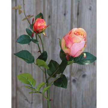 Rose artificielle CARUSA, fuchsia-abricot, 80cm, Ø8cm