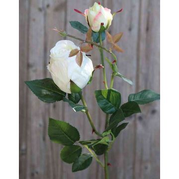 Rose artificielle CARUSA, crème-blanc, 80cm, Ø8cm