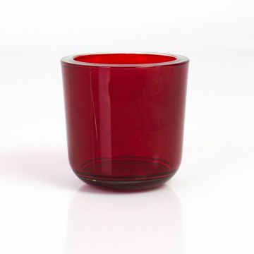 Porte-bougie en verre NICK, rouge-transparent, 8cm, Ø8cm