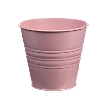 Pot à plantes rond MICOLATO avec rainures, zinc, rose, 12cm, Ø13,5cm