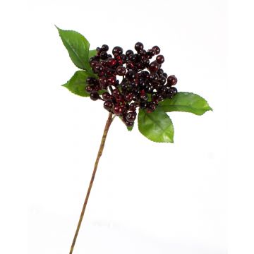 Branche artificielle de sureau HELMA avec baies, rouge bourgogne, 30cm