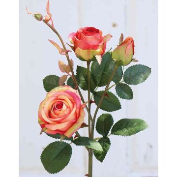 Rose en tissu DELILAH, fuchsia-orange, 55cm, Ø6cm
