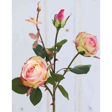 Rose en tissu DELILAH, rose-vert, 55cm, Ø6cm