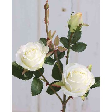 Rose en tissu DELILAH, crème-blanc, 55cm, Ø6cm