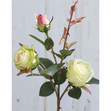 Rose en tissu DELILAH, crème-vert, 55cm, Ø6cm