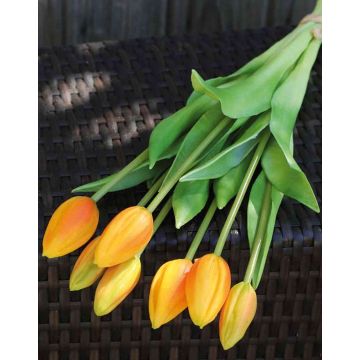 Bouquet de tulipes artificielles LONA, orange clair-vert, 45cm, Ø20cm