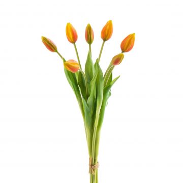 Bouquet de tulipes artificielles LONA, orange foncé-vert, 45cm, Ø20cm