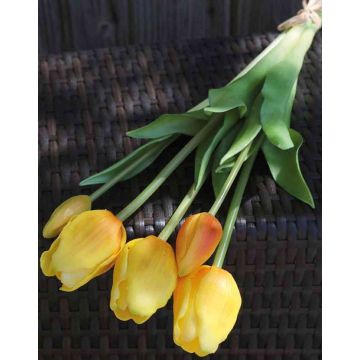Bouquet de tulipes artificielles LONA, orange clair-vert, 45cm, Ø15cm