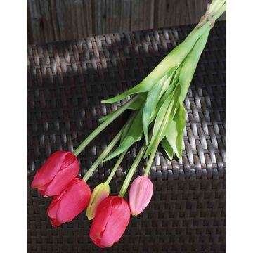 Bouquet de tulipes artificielles LONA, rose fuchsia-vert, 45cm, Ø15cm
