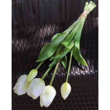 Bouquet de tulipes artificielles LONA, blanc-vert, 45cm, Ø15cm