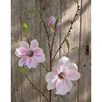 Branche de magnolia artificielle FINAH, rose, 90cm, Ø9-15cm