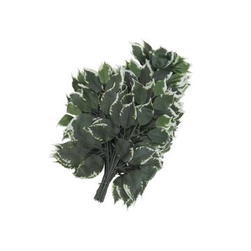 Branche de ficus artificielle SAKURA, 12 pcs, vert-blanc, 60cm