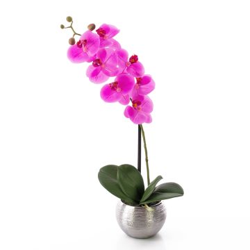 Phalaenopsis artificiel EMILIA, pot décoratif, rose fuchsia, 45cm, Ø8cm
