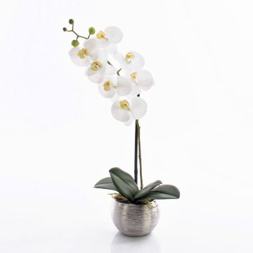 Phalaenopsis artificiel EMILIA, pot décoratif, blanc, 45cm, Ø8cm