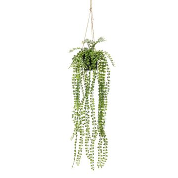 Suspension artificielle avec ficus pumila PANJA, pot décoratif, vert, 60cm