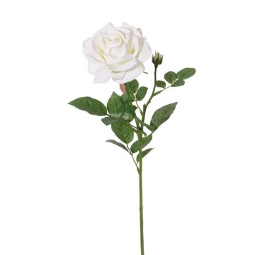 Fausse rose JANINE, blanc, 70cm, Ø12cm