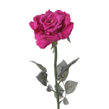 Rose artificielle QUINZY, fuchsia, 65cm, Ø13cm