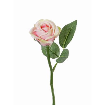 Rose artificielle GABI, rose-vert, 25cm, Ø5cm