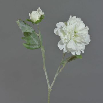 Pivoine en tissu MALINE, enneigé, crème, 60cm, Ø12cm