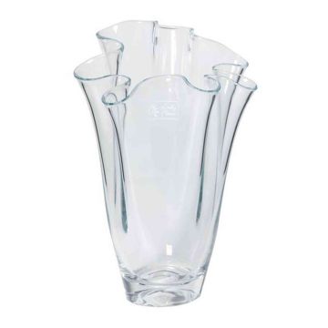 Vase avec bord ondulé JODY OCEAN en verre, transparent, 27cm, Ø21cm