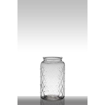 Porte-bougie en verre ROSIE avec motif losange, transparent, 26,5cm, Ø16cm