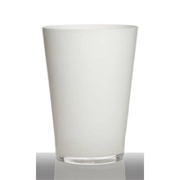 Vase décoratif ANNA EARTH, forme conique, verre, blanc, 30cm, Ø22cm