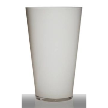 Vase décoratif ANNA EARTH, forme conique, verre, blanc, 40cm, Ø25cm