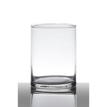 Porte-bougie cylindrique en verre SANYA EARTH, transparent, 15cm, Ø12cm