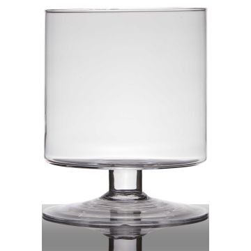 Photophore en verre avec pied LILIAN, transparent, 19cm, Ø14cm