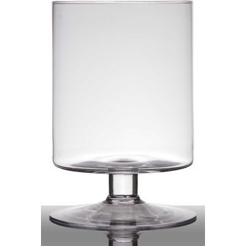 Photophore en verre avec pied LILIAN, transparent, 29cm, Ø19cm