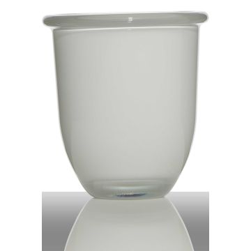 Cache-pot en verre FYNN, blanc, 17cm, Ø15,5cm
