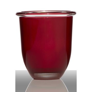 Cache-pot en verre FYNN, rouge, 17cm, Ø15,5cm