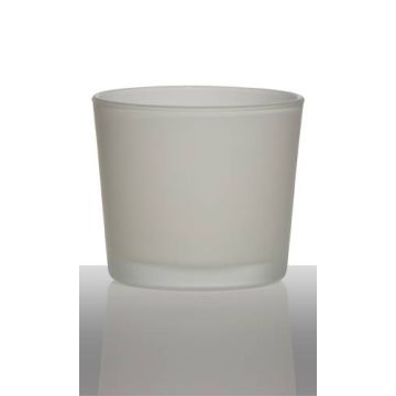 Porte-bougie ALENA FROST, verre, blanc mat, 9cm, Ø10cm