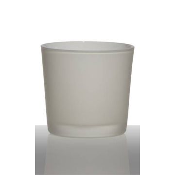 Pot à plantes en verre ALENA FROST, blanc mat, 11cm, Ø11,5cm