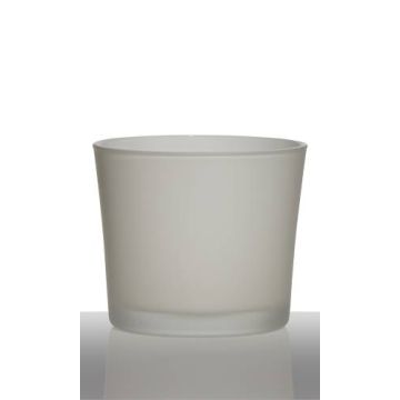 Pot à plantes en verre ALENA FROST, blanc mat, 12,5cm, Ø14,5cm