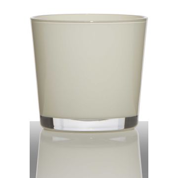 Pot à plantes en verre ALENA, crème, 11cm, Ø11,5cm