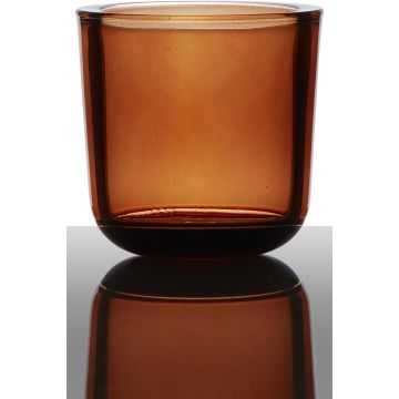 Bougeoir en verre NICK, orange-transparent, 7,5cm, Ø7,5cm