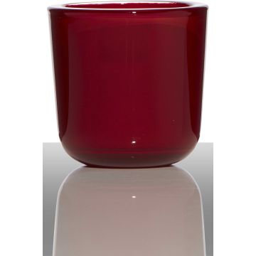 Bougeoir en verre NICK, rouge, 7,5cm, Ø7,5cm