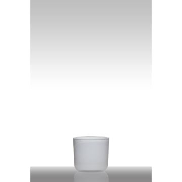 Bougeoir en verre NICK, blanc, 13cm, Ø14cm