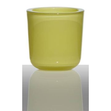 Bougeoir en verre NICK, jaune-vert, 7,5cm, Ø7,5cm
