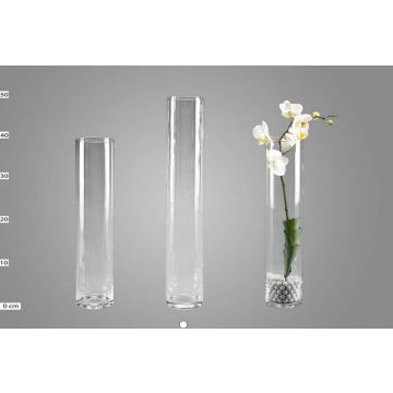 Vase cylindrique en verre SANYA EARTH, transparent, 50cm, Ø9cm