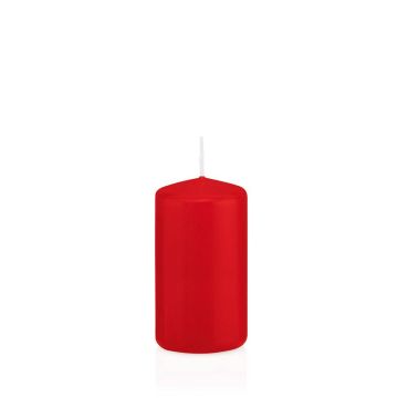 Bougie pilier MAEVA, rouge, 12cm, Ø6cm, 40h - Made in Germany