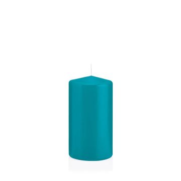 Bougie pilier MAEVA, bleu azur, 13cm, Ø7cm, 52h - Made in Germany