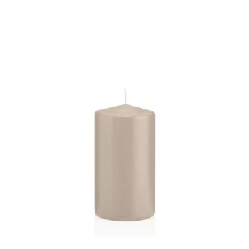 Bougie pilier MAEVA, beige, 13cm, Ø7cm, 52h - Made in Germany