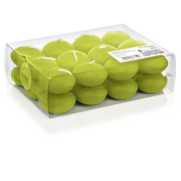 Bougies flottantes ORNELLA, vert pomme, 24 pcs, Ø4,5cm, 4h