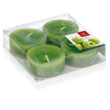 Bougies à réchaud ASTRID avec parfum, Fresh Apple, 4 pièces, vert pomme, 1,9cm, Ø5,7cm, 8h Bougies à réchaud ASTRID avec parfum, Fresh Apple, 4 pièces, vert pomme, 1,9cm, Ø5,7cm, 8h