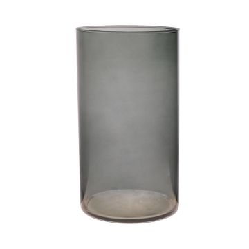 Vase cylindrique en verre SANYA EARTH, gris foncé-transparent, 30cm, Ø16cm