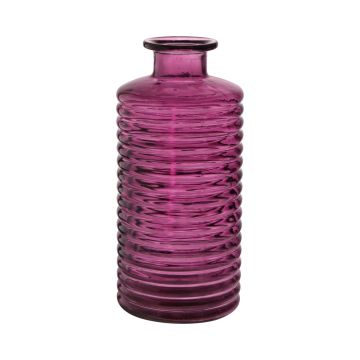 Vase bouteille en verre STUART avec rainures, baie-transparent, 31cm, Ø14,5cm