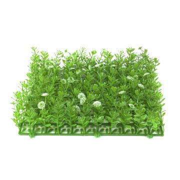 Tapis / Haie de buis en plastique KEIL avec fleurs, vert-blanc, 25x25cm